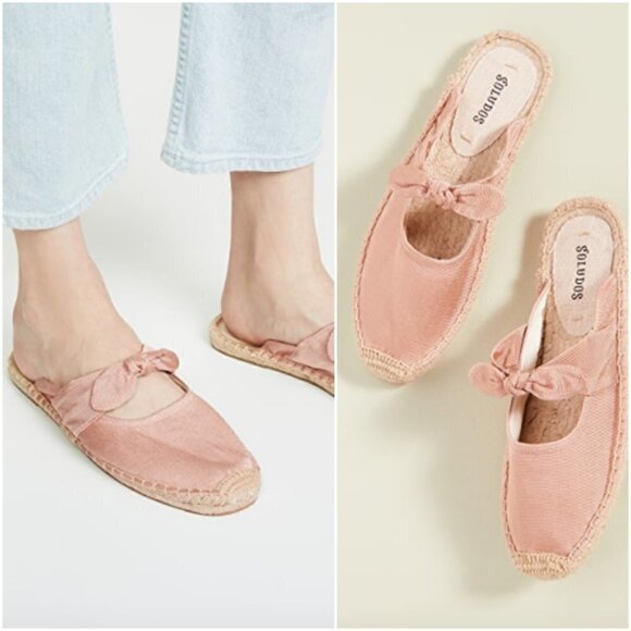 Soludos Pink Linen Knotted Espadrille Mule 8.5 - Picture 1 of 9